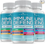 8 in 1 Immune Supplement with Echinacea, Vitamin C and Zinc 50mg, Vitamin D 5000 IU, Turmeric Curcumin & Ginger, B6, Elderberry 180 Count (Pack of 3)