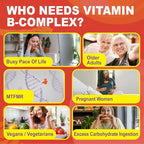 Methylated B Complex Vitamins Gummies, 12-in-1 Formula + Methyl B12 1000 mcg, 5-MTHF Methylfolate, Inositol, Choline, Vitamin C, D3, Multivitamin B Complex for Women & Men, Energy, Focus, 60cts