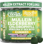 Clean Nutra Mullein Gummies for Lung Health Support with Elderberry Chlorophyll Spirulina Tart Cherry Sea Moss Vitamin C Lutein Marshmallow Root Licorice Root Superfood Greens Mucus Relief 60 Gummies