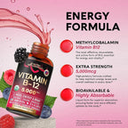 USDA Organic Vitamin B12 Sublingual Drops - 5000 mcg Liquid Vegan Methylcobalamin for Women & Men - Energy Boost, Focus & Mood, Brain Health Support - Maximize Absorption - 2 Month Supply, 2 fl oz