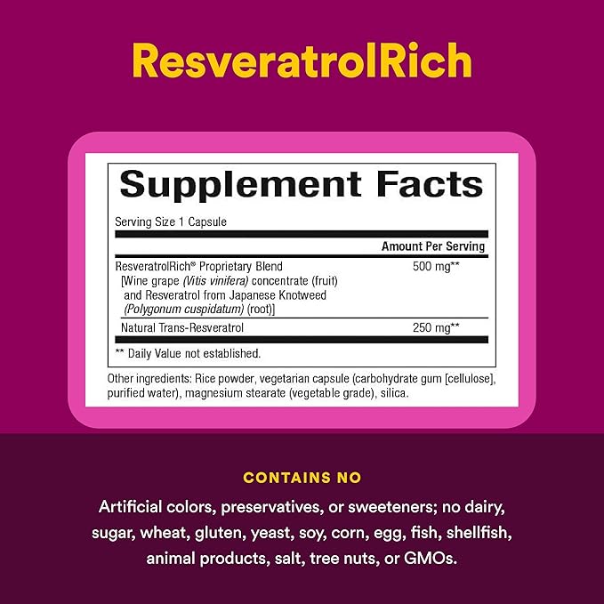 ResveratrolRich by Natural Factors, Super Strength Resveratrol Concentrate, Promotes Healthy Aging, 60 capsules (60 servings)