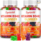Vitamin D3 + K2 Gummies 2000 IU with Calcium + K2 (MK-7), Magnesium Citrate, Vitamin C, Zinc & Boron – Bone, Heart & Immune Support – Vegan, Non-GMO, Gelatin-Free, Sugar-Free Supplement, 120 Gummies