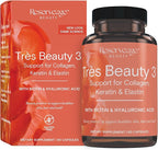 Reserveage Beauty - Tres Beauty 3 - Supplement for Hair Growth, Skin Care & Nail Care - Collagen Supplement with Keratin & Biotin - Gluten Free - 90 Capsules (30 Servings)