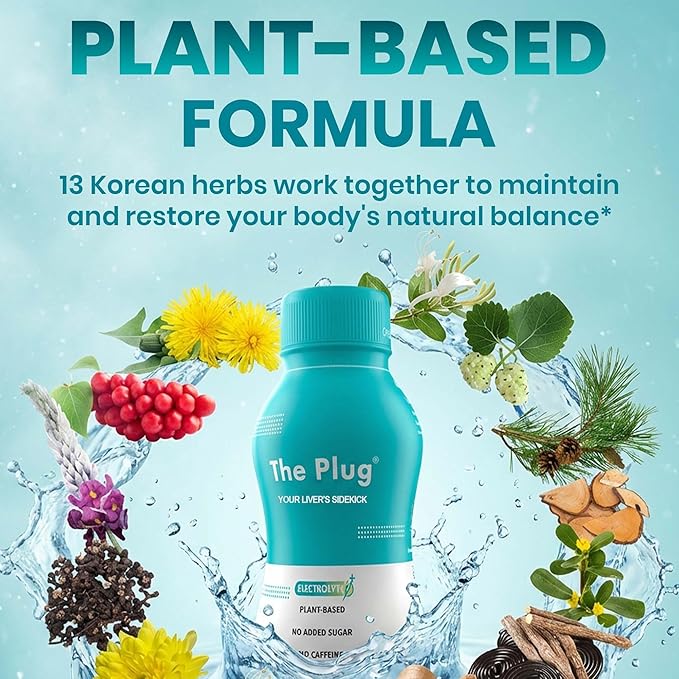The Plug Liver Cleanse Detox & Repair Drink - Plant Based Herbal Electrolyte Drink for Liver Support & Health, Bloating Relief, Restore Antioxidants & Minerals | Liver Complex Energy Drink (24-Pack)