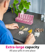 Extra Large Pill Organizer - XXL Vitamin Holder for Weekly Supplements - Double Sided Pill Box 7 Day with Big AM PM Compartments Huge Daily Medicine Dispenser 2 Times a Day Reliable and Easy-to-Use