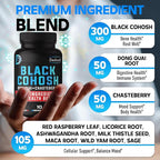 DEDICAD 12in1 Black Cohosh 5-Month Supply for Menopause Support Supplement with Dong Quai, Chasteberry, Red Raspberry, Licorice, Wild Yam & More - 150 Capsules