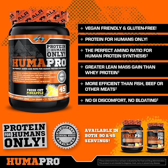 HumaPro Essential Amino Acid Formula | EAA Protein Supplement | Supports Muscle Recovery & Performance | Vegan, Gluten Free | | 45 Servings (Fresh Cut Pineapple)