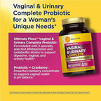 Renew Life Women's Wellness Vaginal and Urinary Probiotic and Cranberry Supplement, Probiotic Supplement for pH Balance for Women, Digestive Health, Dairy, Soy and Gluten-Free, 3.5 Billion CFU 60 Ct