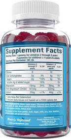 Purely Optimal Magnesium Citrate Gummies for Kids & Adults - Delicious Cherry Flavor - Sleep, Calm & Digestive Support, Relaxation, Muscle Health - Chewable Magnesium, Gluten-Free, Vegan - 90 Gummies