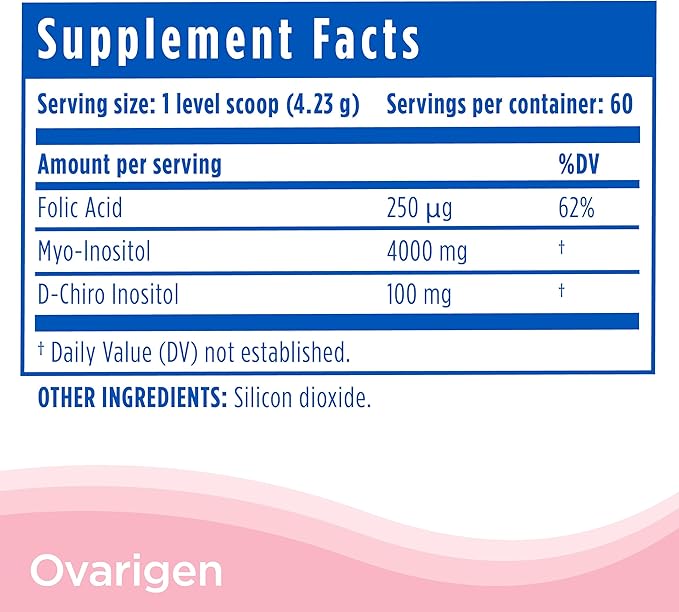 CalmCo Ovarigen Myo-Inositol & D-Chiro Inositol Supplement for Women – 40:1 Inositol Powder with Folic Acid, Fertility Supplements for PCOS, Hormone Balance and Ovarian Support (60 Servings)