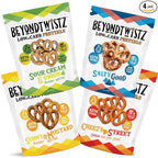 BeyondTwistz Low Carb Pretzels, Starter Pack, Keto Friendly, 2g Net Carbs, 18g Protein, Powered By HealthSense® High Fiber Wheat Flour, Family Size 8oz Bag, Pack of 4