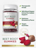 Carlyle Beet Root Gummies | 60 Count | Extract Supplement with Black Pepper and Vitamin C | for Men & Women | Beta Vulgaris | Strawberry Flavor | Vegan, Non-GMO, and Gluten Free