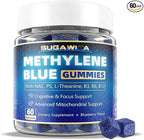 Methylene Blue Gummies 10mg for Humans, 8-in-1 Brain Supplements with NAC, B3, B6, B12, L-Theanine & PS, Brain & Mitochondrial Support, Enhances Energy, Focus and Cognitive, Pure, Vegan, 60 Counts