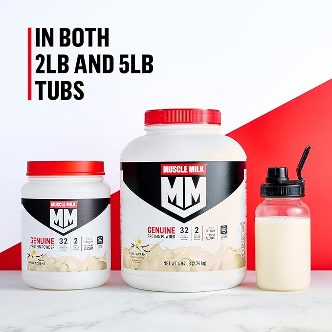Muscle Milk Genuine Protein Powder, Strawberries 'N Crème, 32g Protein, 4.94 Pound