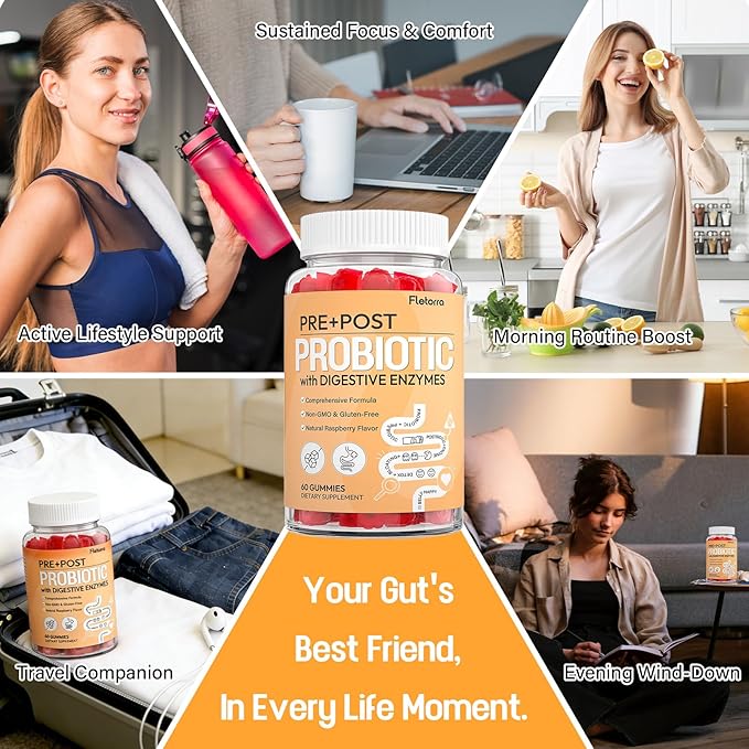 Probiotics for Women and Men, with 15 Prebiotics, 16 Digestive Enzymes & Postbiotics - Probiotics for Digestive Health & Bloating, Probiotic Gummies for Gut Health & Immunity, Sugar-Free, 60 Gummies