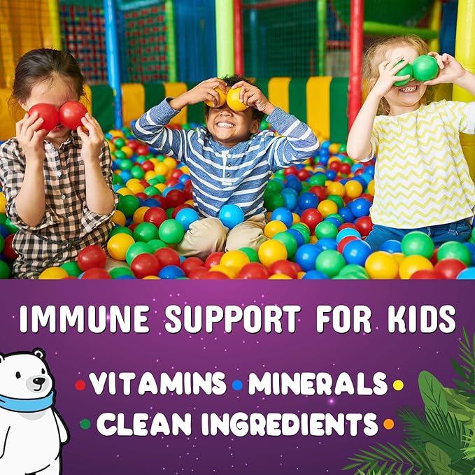 Kids Immune Support Gummies - Vitamin C, Zinc & Echinacea Children's Daily Immune Health Support Gummy Supplement for Ages 4 and Up, Natures Kid's Vitamin C Gluten-Free & Non-GMO, Vegan - 120 Gummies