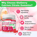 90 Count Calcium Citrate Gummies - Calcium Gummies with Magnesium & 4 Essential Vitamins Support Bone, Muscle, Teeth, Immunity, Calcium Supplements for Women & Men, Strawberry Flavor
