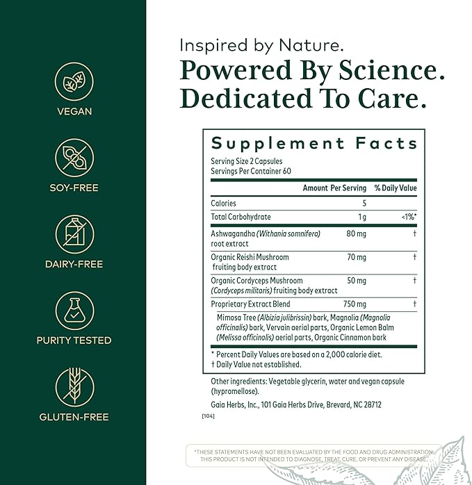 Gaia Herbs Pro Nighttime HPA - Restorative & Healthy Sleep Support Supplement* - Relaxation Support Supplement* with Ashwagandha Root Extract & Cordyceps Mushroom - 120 Liquid Phyto-Caps (60 Servings)