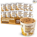Bootylicious | 25g Protein Muffin | Chocolate Chip | Low Carb, 16g Fiber, Low Glycimic Index, Low Sugar, 2.39oz Cup, 12-Pack