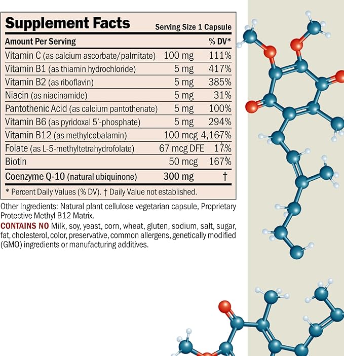 ANDREW LESSMAN Coenzyme Q-10 300 mg 30 Capsules - Essential for Energy Production and Optimum Key Organ Function, Anti-Oxidant Support, Depleted by Aging, Plus B-Complex. Easy to Swallow Capsules
