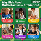Kids Multivitamin Gummies, 20+ Super Greens Fruit and Veggies Supplement Superfood Daily Gummies with Probiotics for Kids Gummy Vitamins & Minerals for Tummy & Immune Support -Vegan, Sugar Free, 60Cts