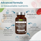 Igennus Methylated Men's Multivitamin with 22 Actives, Added Lycopene for Antioxidant Support, High Potency B12, Sustained Release, Pure & Clean, Non-GMO & Halal, 180 Tablets