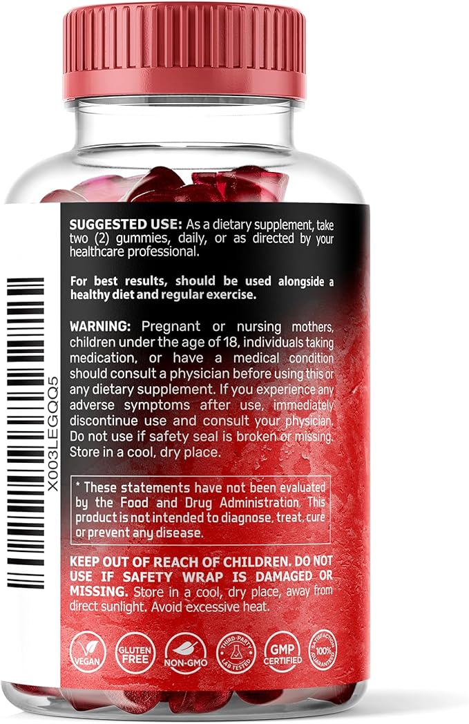 Magnesium Glycinate Gummies, 1000 mg - Magnesium Supplement to Support Relaxation, Heart Health - Chewable Calm Magnesio Gummies for Adults, Glicinato De Magnesio - Strawberry Flavor - Pack of 3
