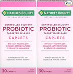 Nature's Bounty Probiotic, Controlled Delivery Dietary Supplement, Supports Digestive, Intestinal and Immune Health, 30 Caplets, 30 Total Servings (Pack of 2)