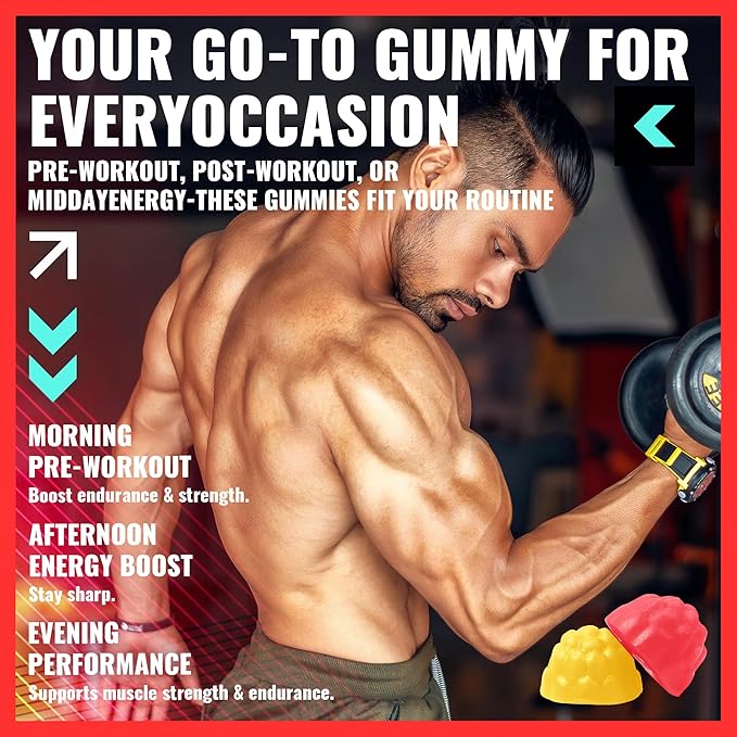 NSF Certified Creatine Gummy 5g - Creatine Monohydrate Gummies – Pre-Workout Energy & Muscle Growth Support for Men & Women | Strawberry Orange Electrolyte Gummies (135 Count)