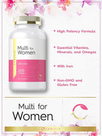 Carlyle Multivitamin for Women | 200 Softgels | Support Supplement with Iron | Essential Vitamins, Minerals and Omegas | Non-GMO & Gluten Free Formula