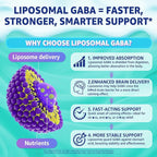 GABA Gummies 1000mg - Liposomal Calm Mood Gummies with L-Theanine, Magnesium Glycinate, Ashwagandha, 5htp, Inositol, Melatonin-Free for Zzz Better, GABA Supplements for Adult, Sugar-Free 60Cts