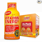 Vitamin Energy Immune+ Extra Strength Energy Shot Orange Burst 24 Pack, 260mg Natural Caffeine, B-Vitamins, Citicoline, Green Tea, Immunity & Focus Support, Zero Sugar, Gluten-Free 1.93 fl oz