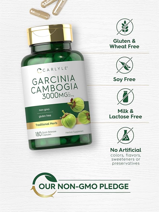 Carlyle Garcinia Cambogia Extract | 180 Capsules | Non-GMO, Gluten Free Supplement