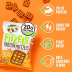 Lenny & Larry's FITZELS Protein Pretzels [Beastly Buffalo] – 8 x 3oz Bags of High Protein Snacks with 20g Plant Based Protein – Vegan Snack – Incredibly Tasty with Salty Crunch