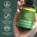 Primal Harvest Super Greens Gummies, Superfood Blend with Adaptogenic Mushrooms Vitamins & Nutrient-Rich Minerals & Antioxidants for Energy & Immune Support (1 Pack (60 Count), Berry)