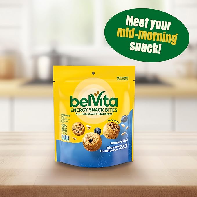belVita Energy Snack Bites, Blueberry and Sunflower Seed, 5 oz (Pack of 2)