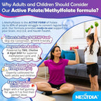 L-Methylfolate 1000 mcg + Methyl B12 Gummies for Kids & Adults - Active 5-MTHF, w/Omega-3 DHA & EPA(3:1), Choline & TMG, B6, Supports MTHFR Gene, Brain, Energy & Methylation, Sugar free, 120 Cts