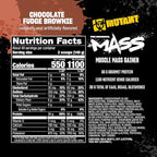 Mutant Mass Weight Gainer Protein Powder - High Calorie Protein for Lean Mass, Muscle Build, & Bulking - 5 Pound - Chocolate Fudge Brownie