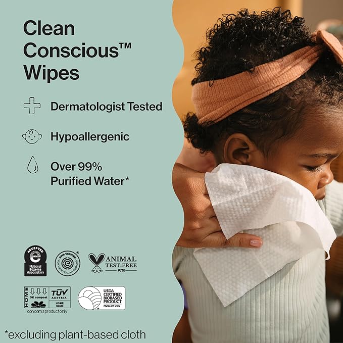 The Honest Company Hypoallergenic Multi-Use Baby Wipes for Sensitive Skin, Balance Blues, 576 Count