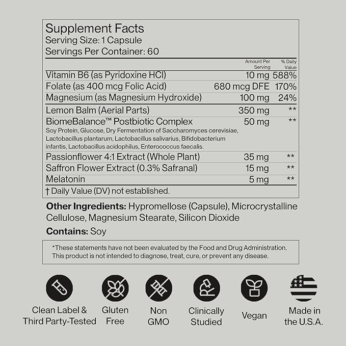SecondKind Anxiety & Stress Relief Supplement – Saffron & Postbiotic Supplement for Emotional Support – 1000x More Active Ingredients Than Probiotics. Made with BiomeBalance™ in the USA, 60 Capsules