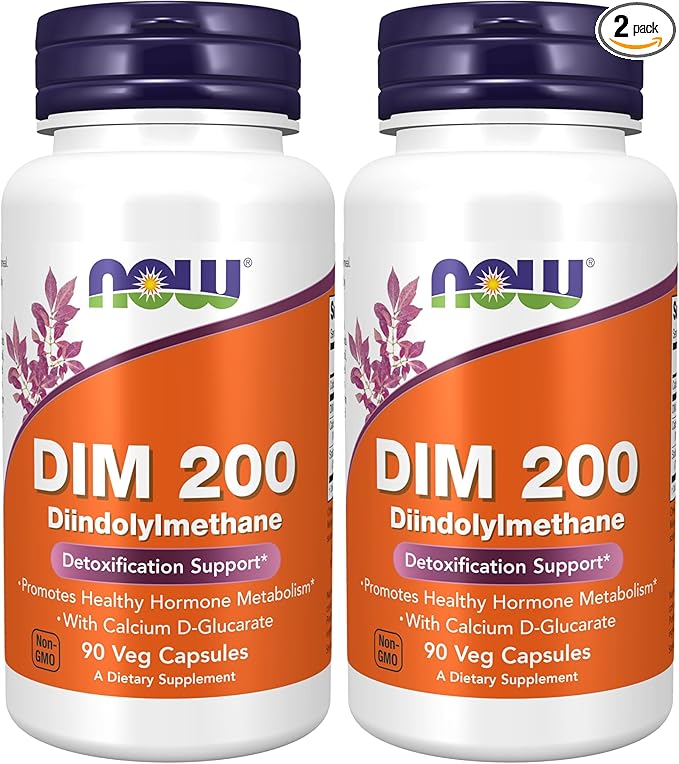 NOW Foods Supplements,DIM 200 (Diindolylmethane) with Calcium D-Glucarate,90 Veg Capsules,(Pack of 2)