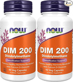 NOW Foods Supplements,DIM 200 (Diindolylmethane) with Calcium D-Glucarate,90 Veg Capsules,(Pack of 2)