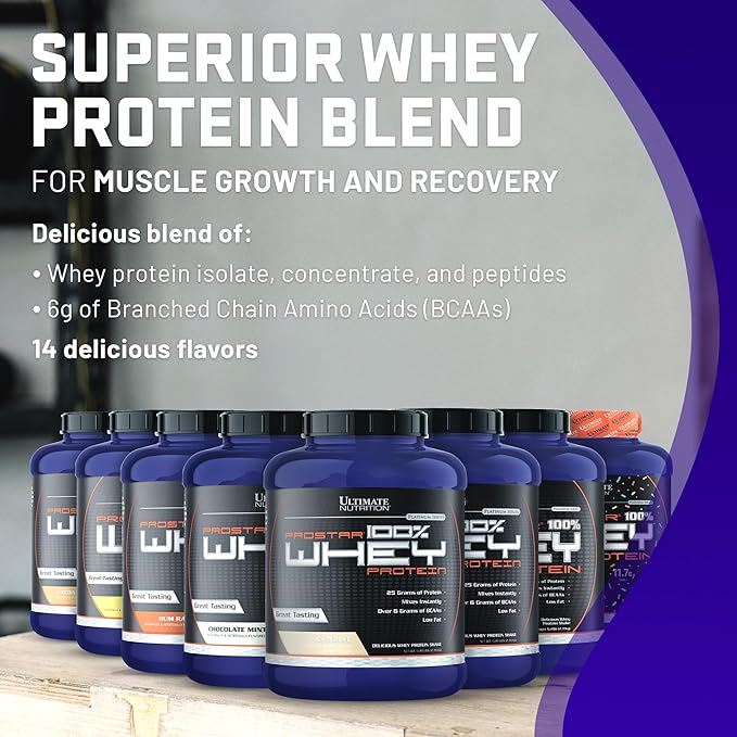 Ultimate Nutrition Prostar Whey Protein Powder Isolate, Peanut Butter & Jelly - Low Carb, High Protein Powder Shake for Muscle Gain & Recovery - Low Sodium, Low-Fat & Keto Friendly - 5.28 lbs Tub
