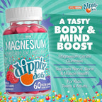 Dippin' Dots Magnesium Gummies for Women, Men & Kids – Razzle Raspberry – Magnesium Citrate Gummies with No Artificial Colors or Flavors – Vegan Friendly Calm Nerve Bone & Muscle Supplement (2 Pack)