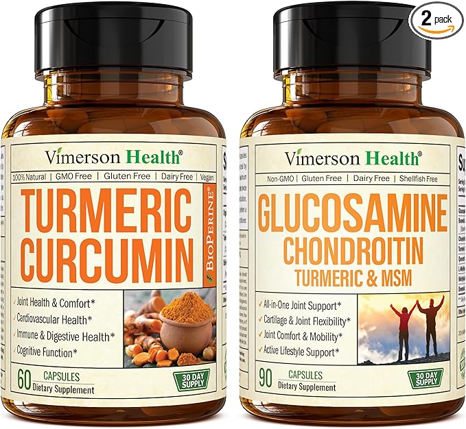 Turmeric Curcumin with Black Pepper Extract & Glucosamine Chondroitin MSM Joint Support Supplement
