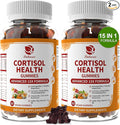 Lukaree Cortisol Supplements for Women & Men, 15 in 1 Cortisol Reducer Manager, Cortisol Calm Gummies with Ashwagandha, Magnesium, L-theanine, GABA - for Mood, Focus, Sleep - Vegan Sugar Free, 2 Pack