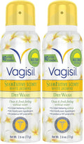 Vagisil Scentsitive Scents Feminine Dry Wash Deodorant Spray for Women, Gynecologist Tested, Paraben Free, White Jasmine, 2.6 Ounce (Pack of 2)
