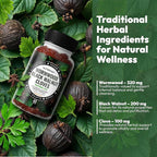 NutraPep Wormwood Black Walnut & Cloves Gummies - Gut Health Immune Support & Natural Detox Cleanse Traditional Herbal Supplement - Vegan Gluten-Free Non-GMO Orange Flavor 60 Gummies
