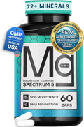 Spectrum 5 Magnesium Complex for Women & Men | Patented Aqua-Ionic® 5X Absorption Technology | 500mg Glycinate, Citrate, Malate + 72 Trace Minerals | Deep Sleep, Leg Cramp Relief & Calm | Non-Laxative