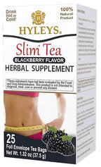 Hyleys Slim Tea Blackberry Flavor - Weight Loss Herbal Supplement Cleanse and Detox - 25 Tea Bags (1 Pack)